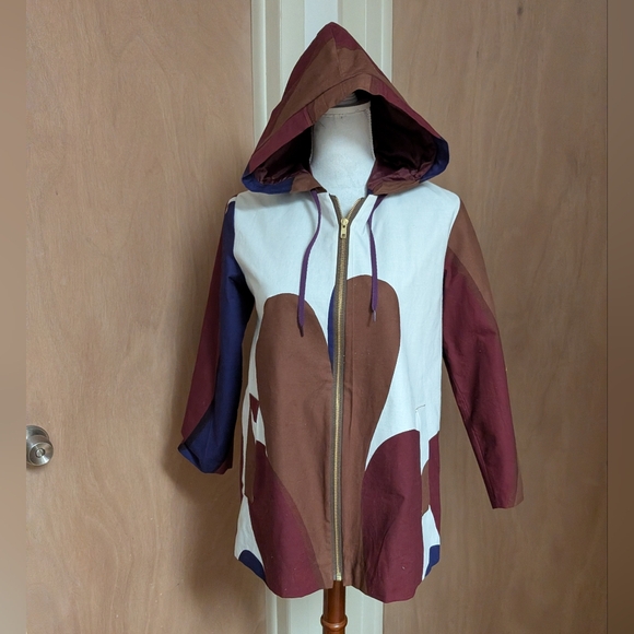 The Limited Jackets & Blazers - Jil Cappuccio Hooded Colorblock Jacket Artsy Avant Garde Lightweight Coat